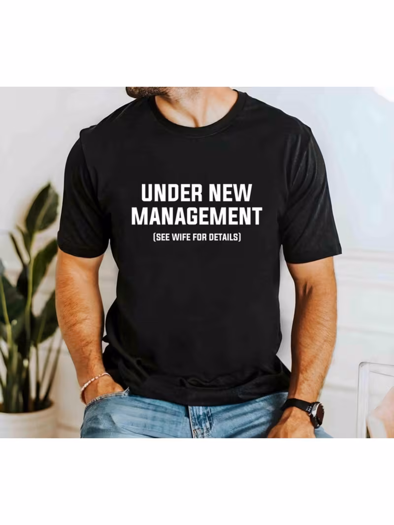 style fun wedding gift mens t shirt humorous white text print black casual short sleeve crew neck washable engagement party outfit groom shirt non sheer valentines day style
