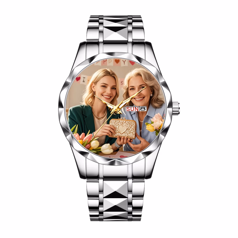 customizable personalized fashion quartz watch stainless steel strap display with strap adjuster exquisite gift box customized commemorative gifts for and pets