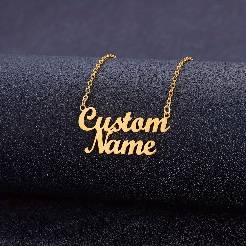 custom name necklace with double layer laser cut letters 18k golden plated boho elegant style daily party occasion mothers day valentines day birthday anniversary graduation and christmas gifts