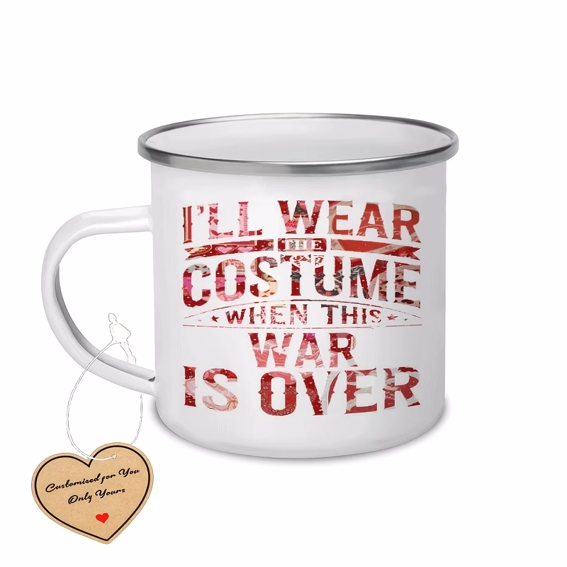 1pc themed enamel camping mug with soldier outdoor cup suitable for restaurants birthday gifts christmas presents for men women themed parties picnic use gear