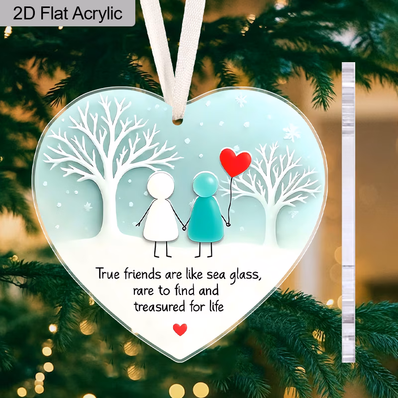2d flat 1pc acrylic heart shaped friendship are rare to find and for christmas tree decoration decorative hanging decorations friendship gift 2d flat