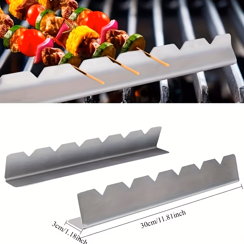 2 4pcs set multi functional practical kitchen skewer meat rack anti deformation skewer stand base 6 9 position bbq skewer rack combination stainless steel utensil bbq skewer rack set suitable for kitc