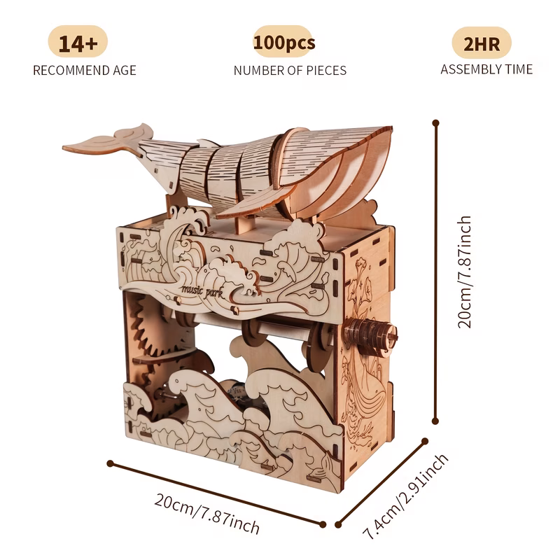 3d wooden puzzles park for hand cranked whale music box model kits perfect gifts for girls or women aged 14 and up