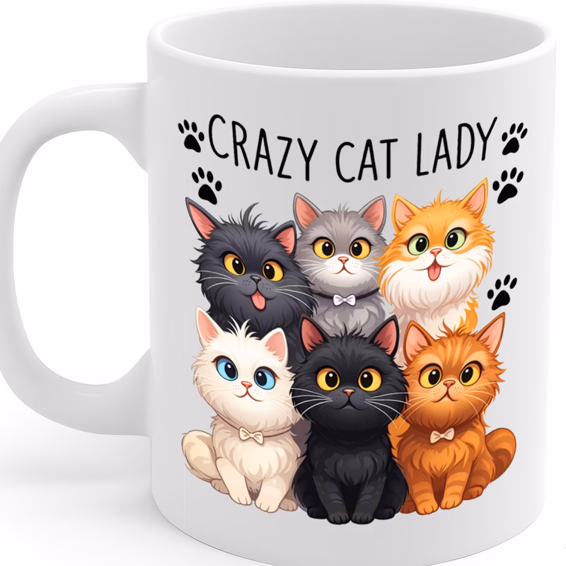 ceramic mug 11oz white coffee cup dishwasher microwave safe cute multiple cats illustration design high durable gift for birthdays christmas holidays office or home mg6808