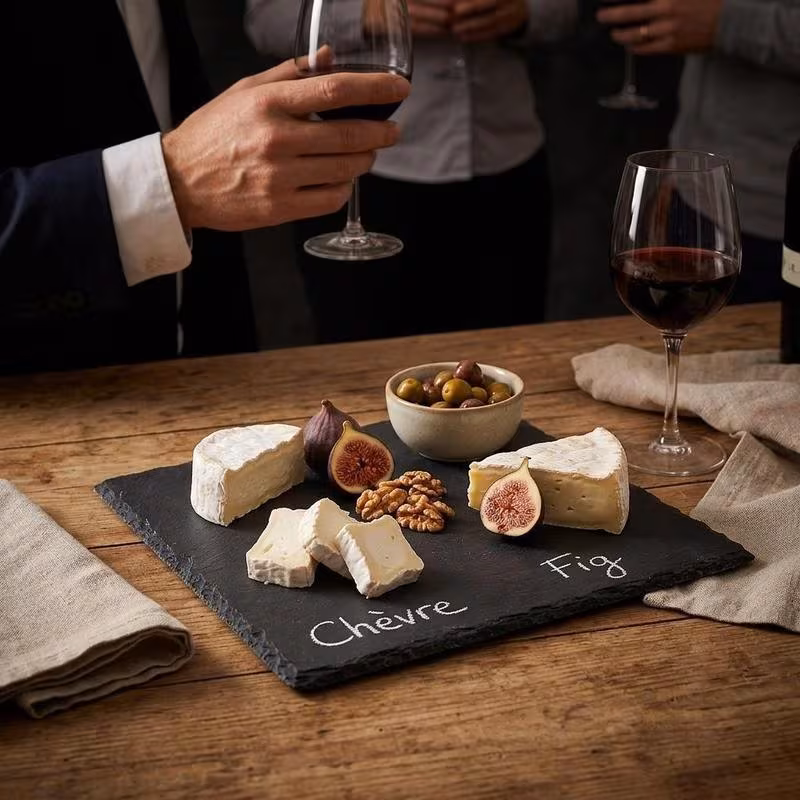 slate square serving platter 20 x 20 cm resistant with soft padded feet rustic stylish cheese board tableware for dining