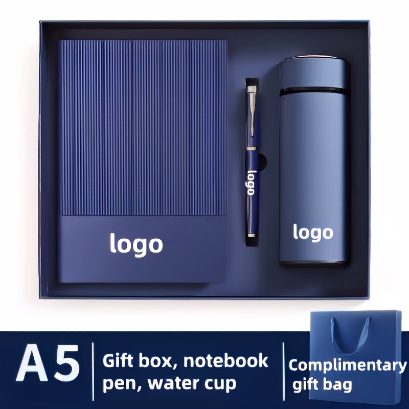 3pcs customizable vintage business notebook gift box set including pen and tumbler personalized anime fantasy theme monochrome printing with a5 display box and storage bag