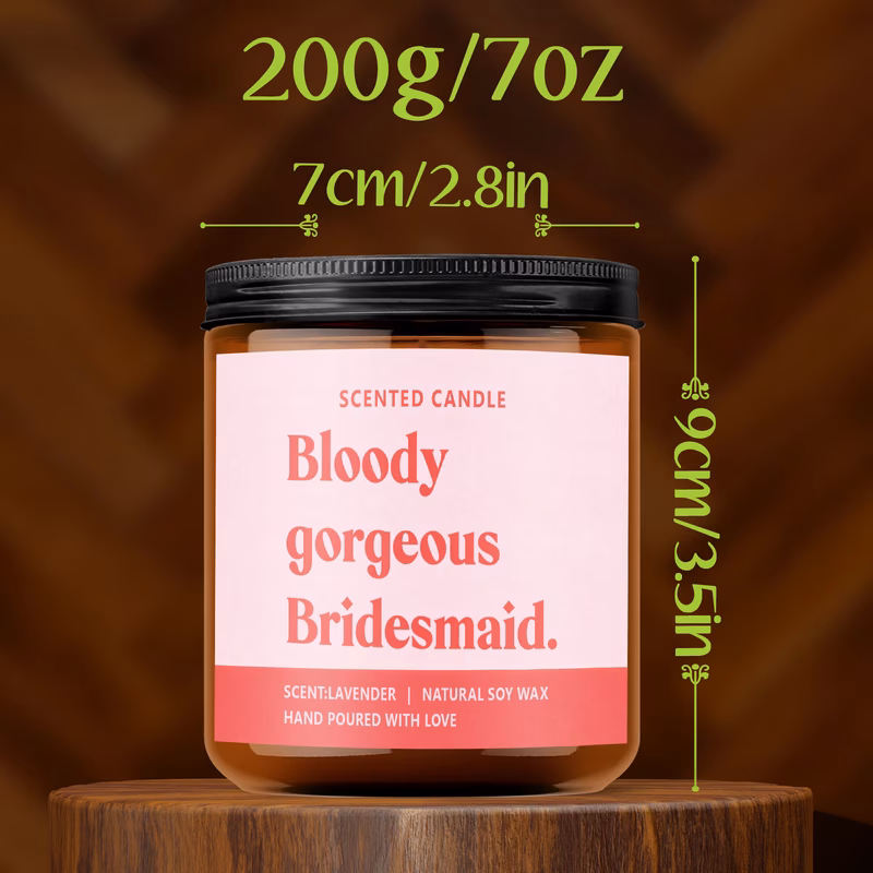 bridesmaid appreciation themed candle bridesmaid quote 1pc scented candle for home office decor jar candle candle birthday gifts gifts for bridesmaids wedding party friends wedding decor