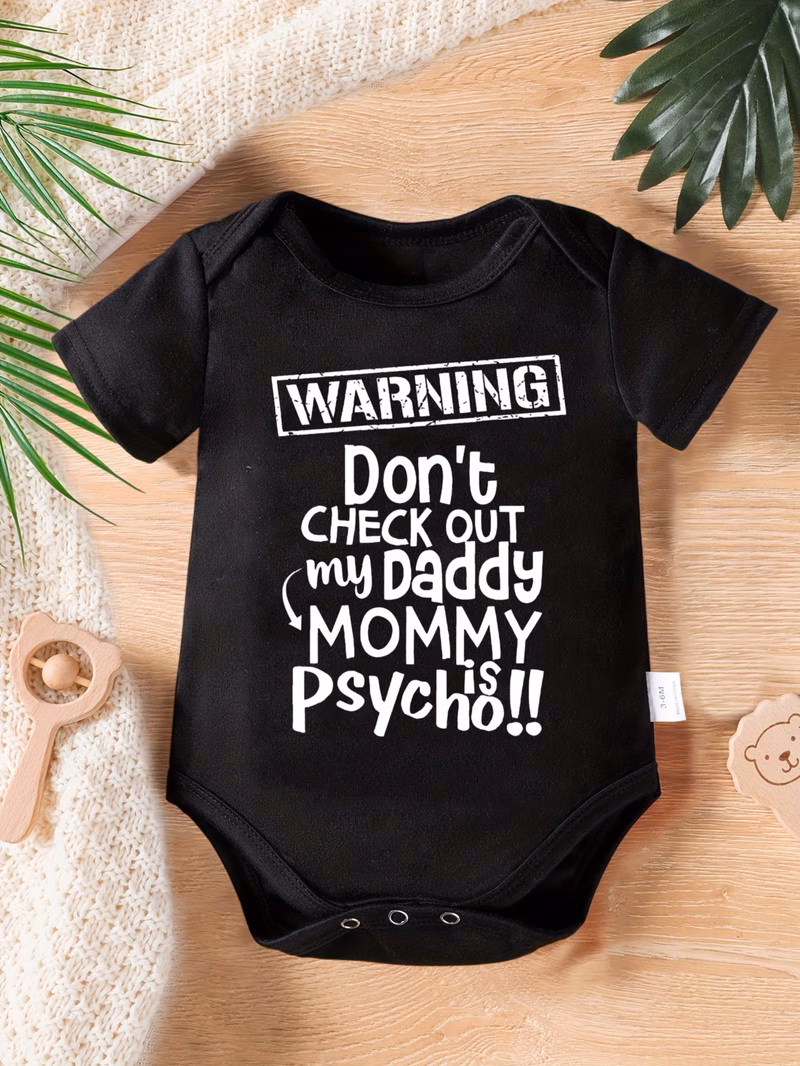 baby bodysuit warning dont check out my daddy mommy is print unisex infant onesie for outdoor