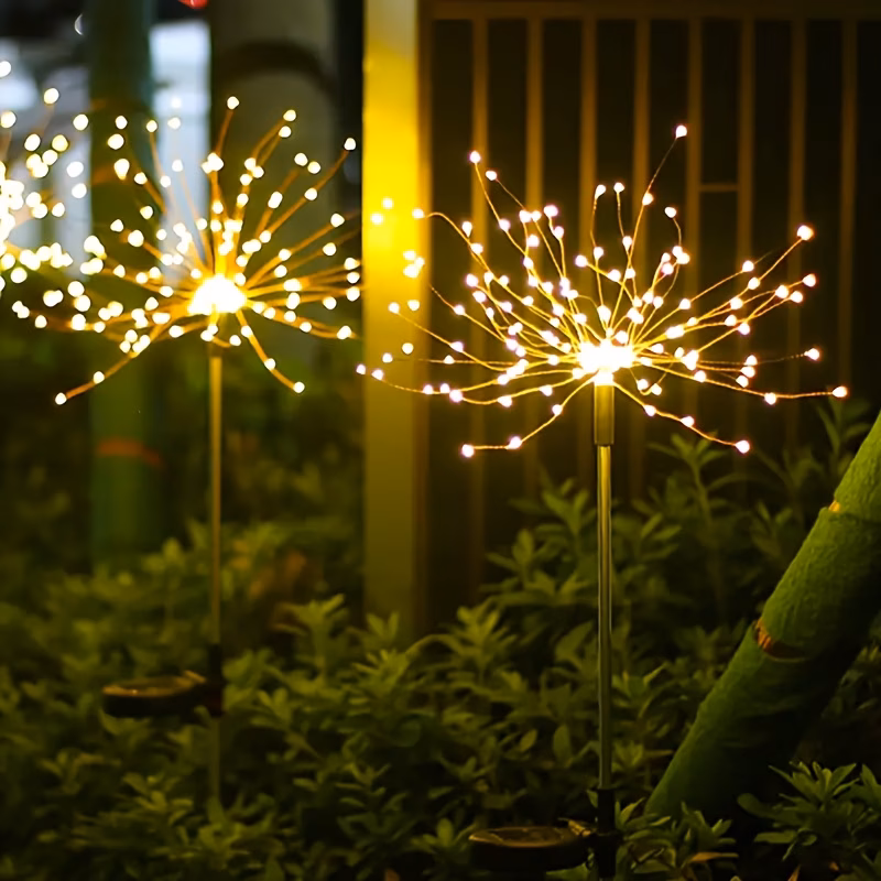 1 2pcs solar garden lights outdoor copper wire with 90 led firework beads halloween christmas warm decorating with brightness for yard patio gardening christmas gifts for homeowner gardener