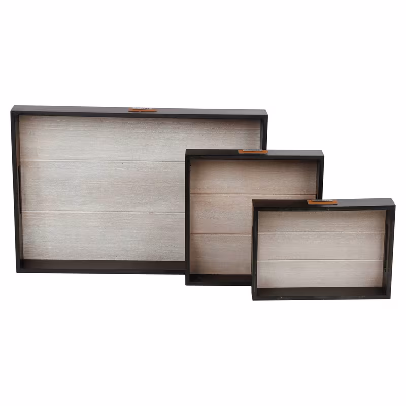 3 pcs wooden nesting serving trays