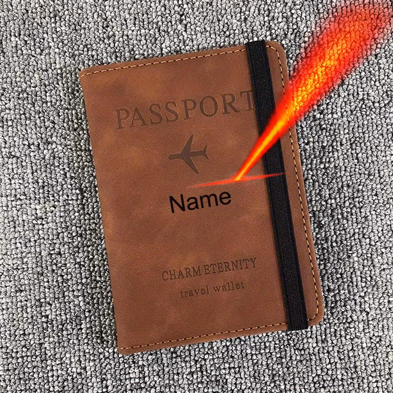 customizable engraved personalized passport holder with a name for him or her unisex id and business card protector