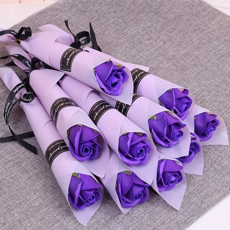 6pcs soap flower rose artificial flower bouquet multicolor rose wedding flower decoration graduation gift scrapbooking valentines day gift anniversary flower set christmas decor halloween decor