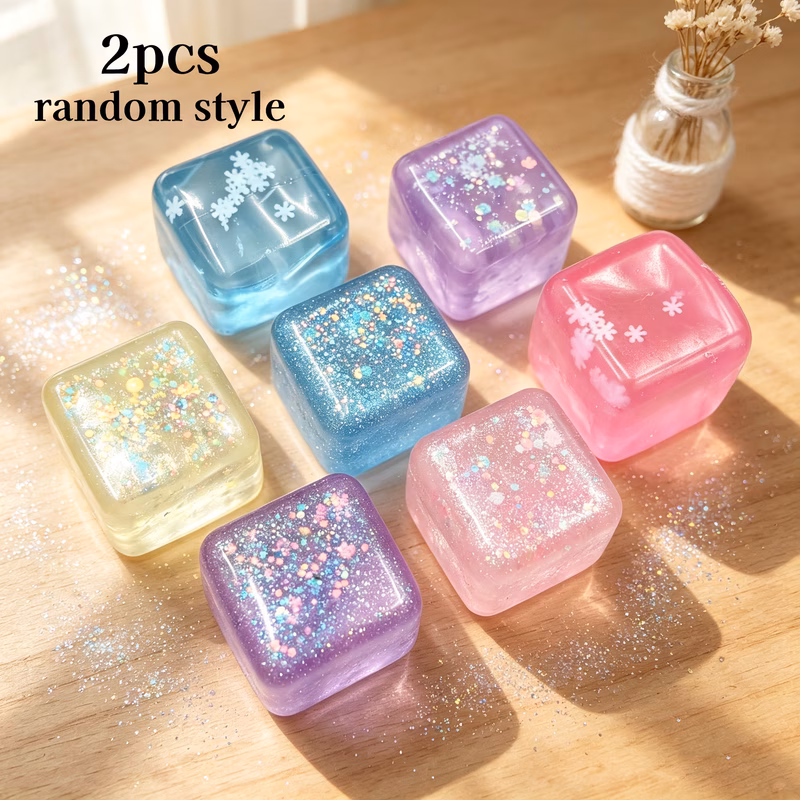 gift for her him multi item party favor packs 2 4 8 12pcs mixed color squeeze toys cube with snowflake glitter design random style 1 18 inch small soft squeezable balls stretchable birthday party gift