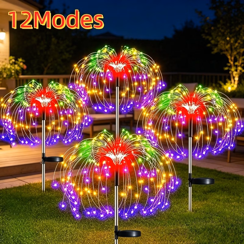 colorful lights solar powered fireworks lights dandelion starburst lights ip65 12 lighting solar outdoor decorative lights for christmas holidays gardens courtyards and courtyard decoration halloween