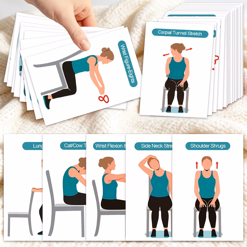 25pcs chair yoga exercises stretches for musician artist actor beginner home balance stability physical relax basic yoga practice cards stretching teaching beginner friendly chair yoga card set 25 pos