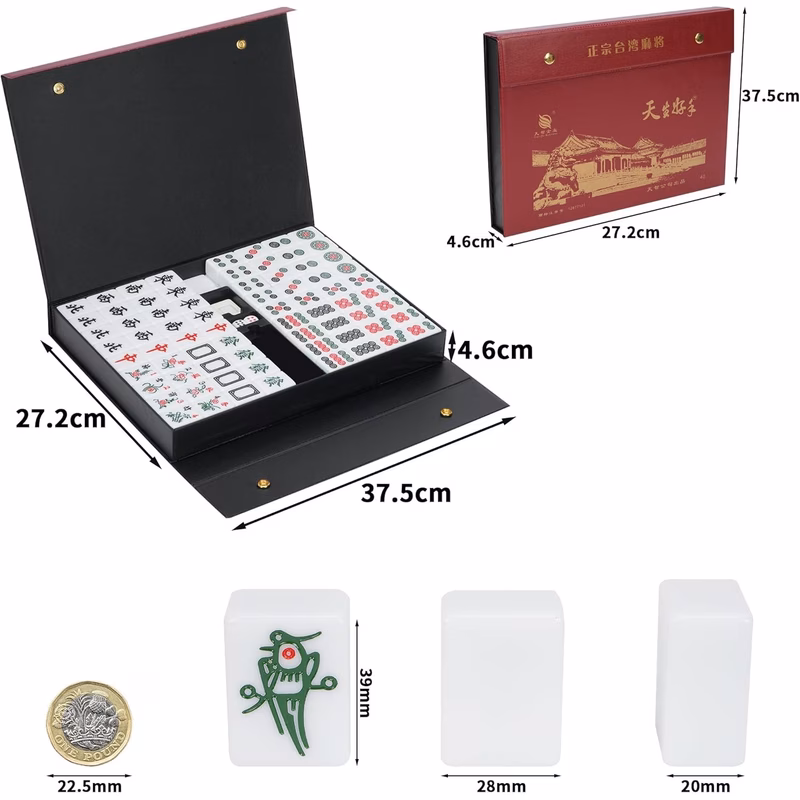 40x30mm chinese 144pcs large mahjong tile set complete majong game sets for travel 40x30mm