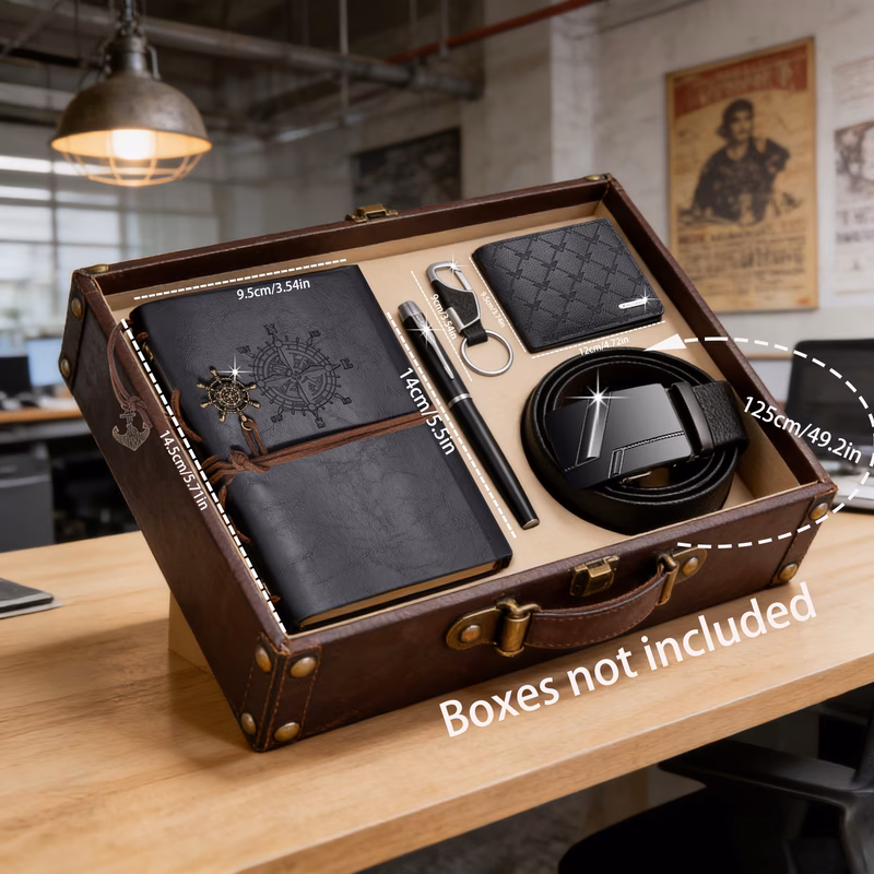 5pcs mens wallet set with business belt and notebook pen keychain combination business set a must have set for daily workplace daily workplace needs durable and practical suitable as a surprise gift f