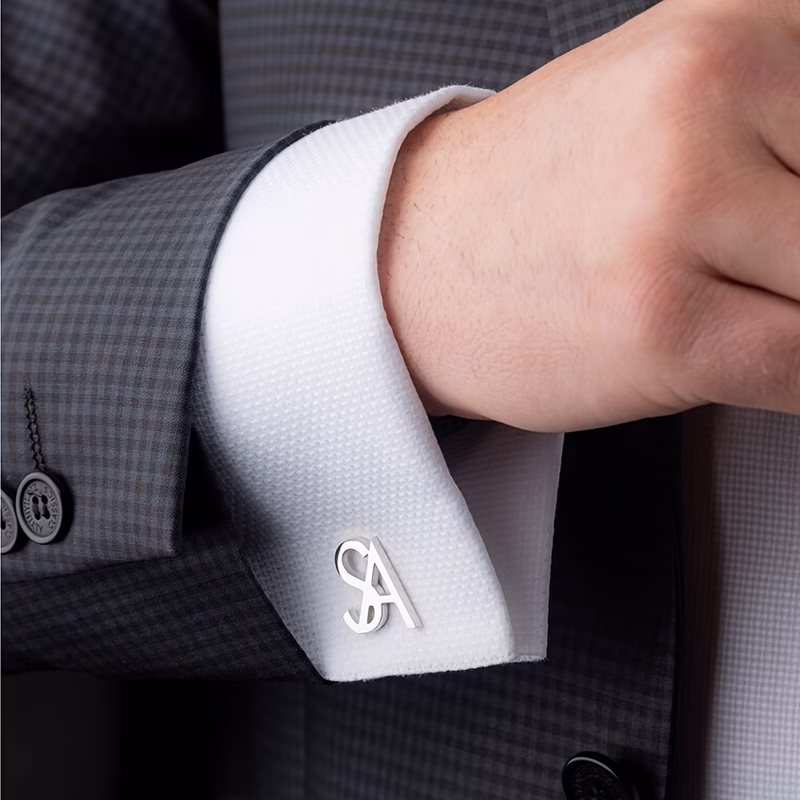 customizable mens cufflinks elegant stainless steel personalized with two initial letters ideal for suits formal shirts or business accessory great fathers day gift formal accessories personalized jew
