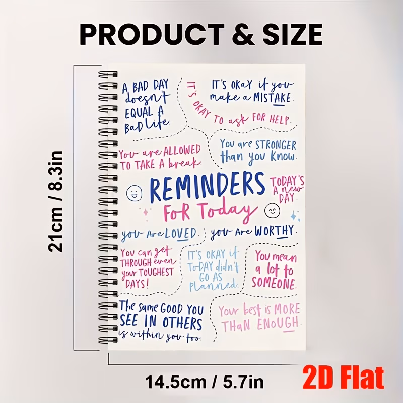 1pc daily positive affirmations notebook spiral bound minimalist journal with lined pages 5 7x8 26inch compact suitable for gratitude journaling daily reminders home use birthday gifts for