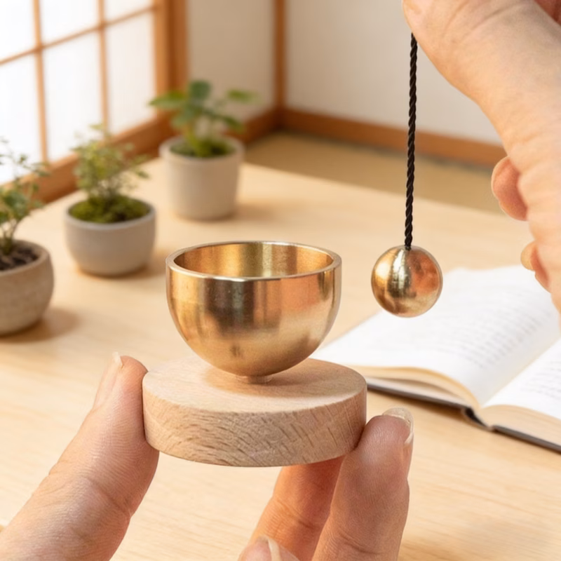 1pc of handmade 3 9cm 1 83inch singing bowl bell golden copper sound bowl with wood mini bell with sound for yoga meditation relaxation mindfulness chakra healing self regulation and gift set