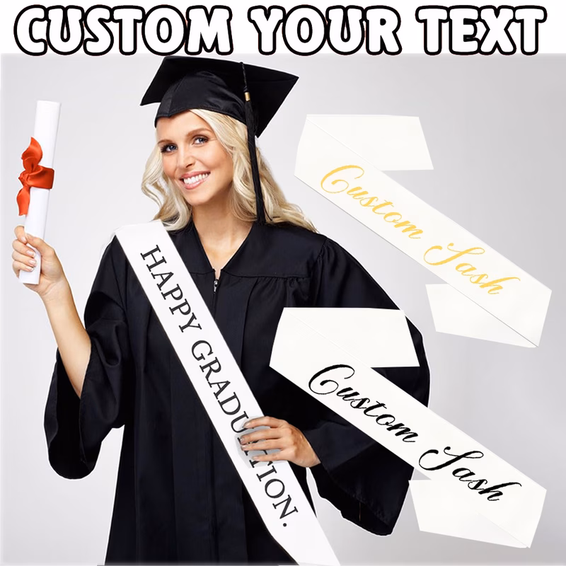 1pc personalized white satin sash suitable for wedding graduation pageant custom name text design ribbon shoulder strap queen wreath bridal sash for homecoming bachelorette parties senior events birth