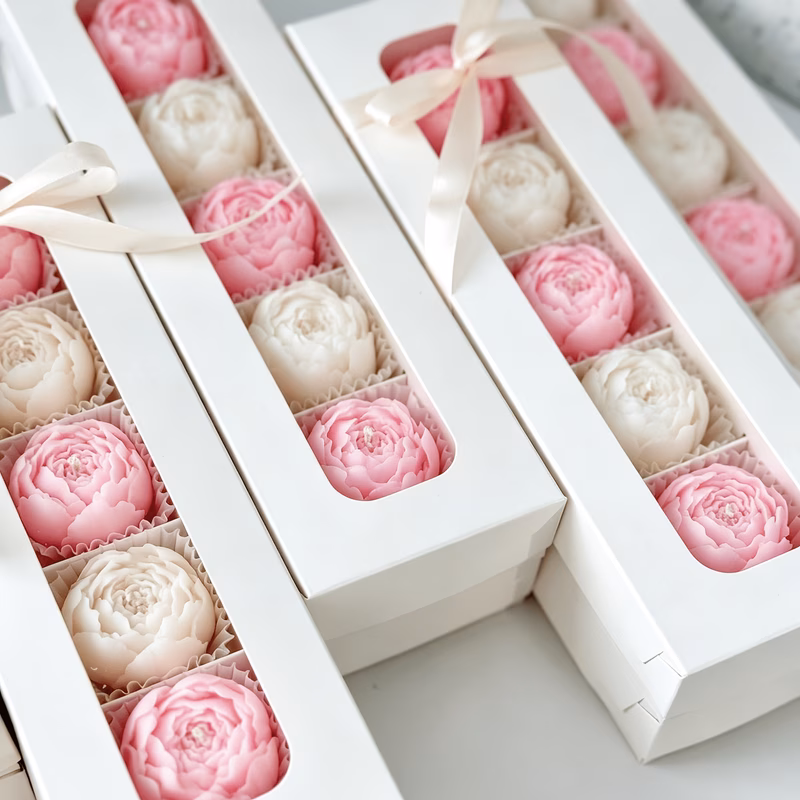 5pcs rose flower candle set suitable for festival gifts anniversary presents event parties home decoration bedrooms living rooms handmade soy wax small gift box packaging gift for her
