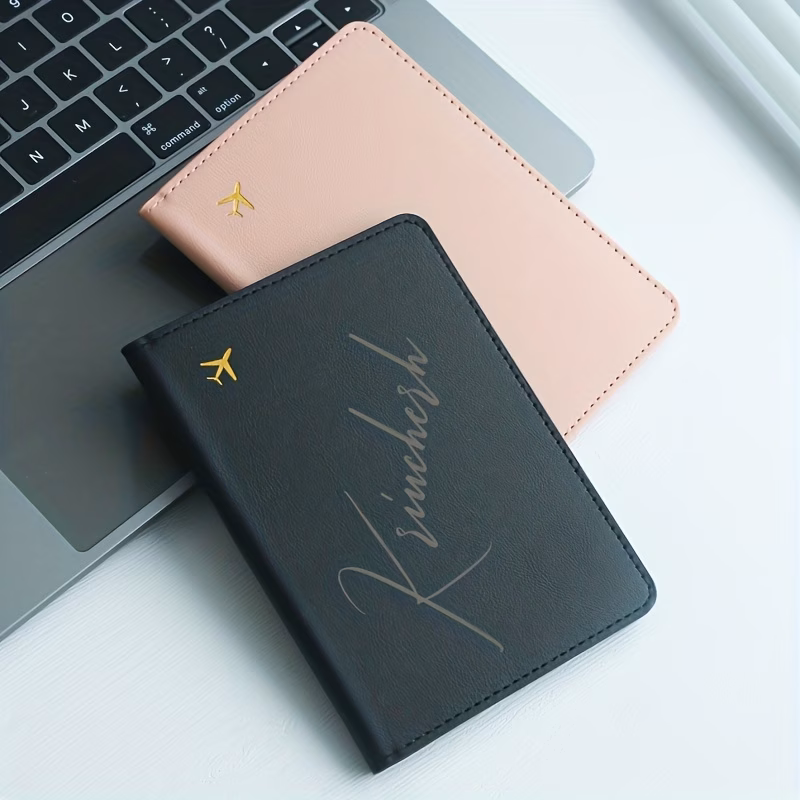 custom diy name passport holder personalized golden name design lightweight faux leather ideal for travel documents foldable birthday gift