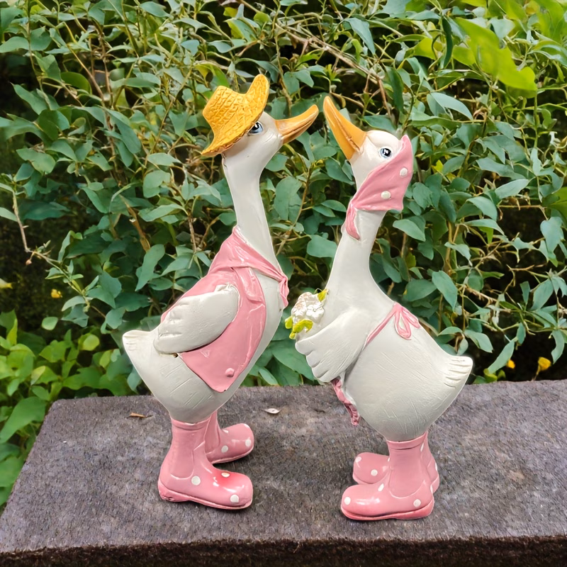 2pcs european country style courtyard decorative duck healing duck sculpture set seasonal decoration christmas and new year themed party decor gifts for mothers day valentines day and thanksgiving
