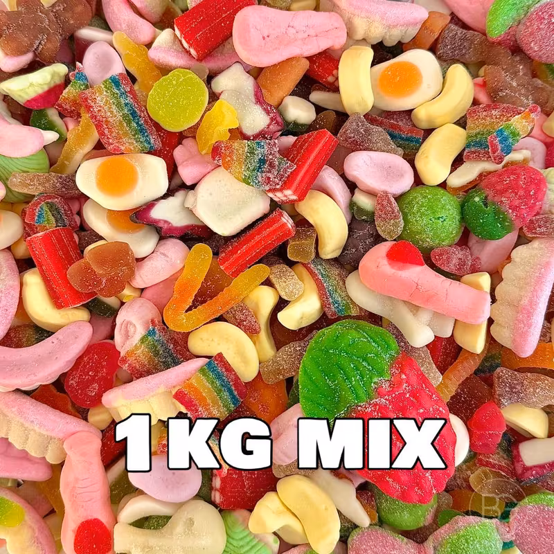 bg 1kg bulk bag cheap mixed classic sweets random assortment jelly foam gummy sour sweets 1kg bag