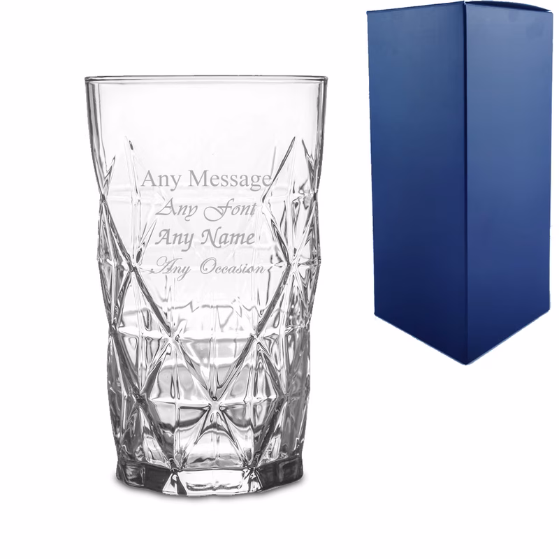 personalised engraved gin or cocktail glass with gift box personalise with any message for any occasion product engraved in the uk