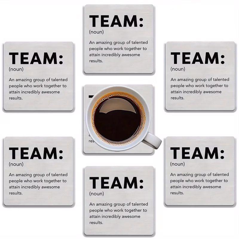 6 square wooden coasters a team by the of multiple individuals durable 2d flat drink mats suitable for coffee hot beverages table placemats kitchen accessories perfect as gifts 2d flat