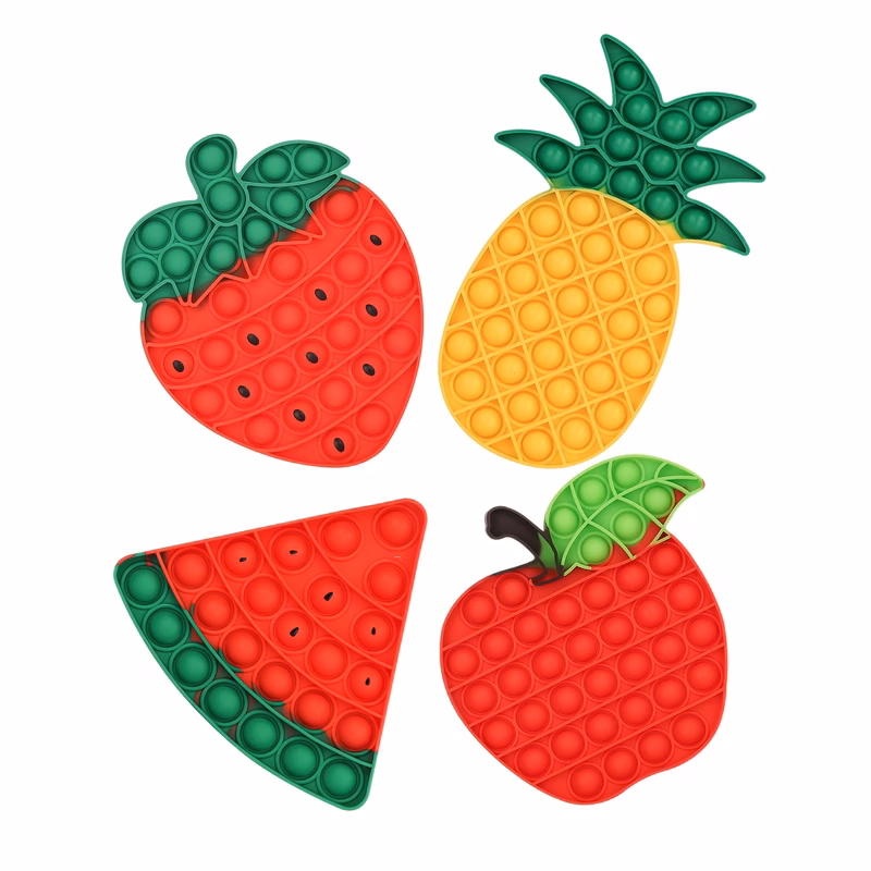 4pcs fruit sensory toy set watermelon strawberry pineapple premium silicone thickened material fast fashion push bubble toy suitable for children teenager party gathering game gift ideal for christmas