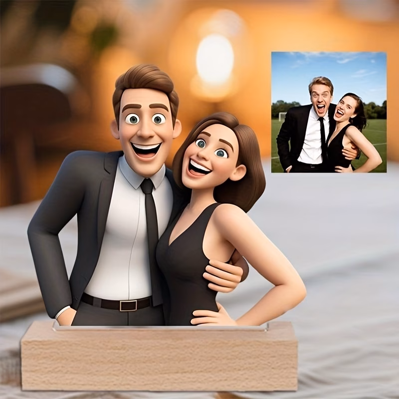 2d flat custom 3d cartoon acrylic plaque photo frame with vibrant colors perfect valentines gift for couples desktop decoration cartoon style portrait durable acrylic valentines decor couple keepsake