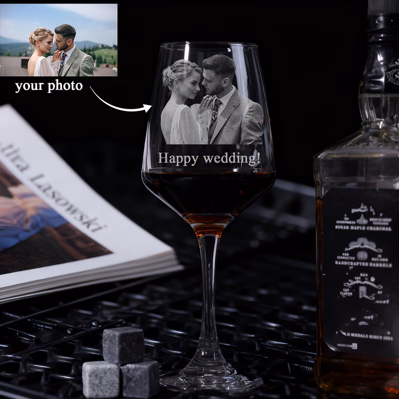 personalized photo engraved wine glass text engraved red wine cup christmas drinkware holiday gift wedding and anniversary gift birthday gift honeymoon gift suitable for weddings anniversaries birthda