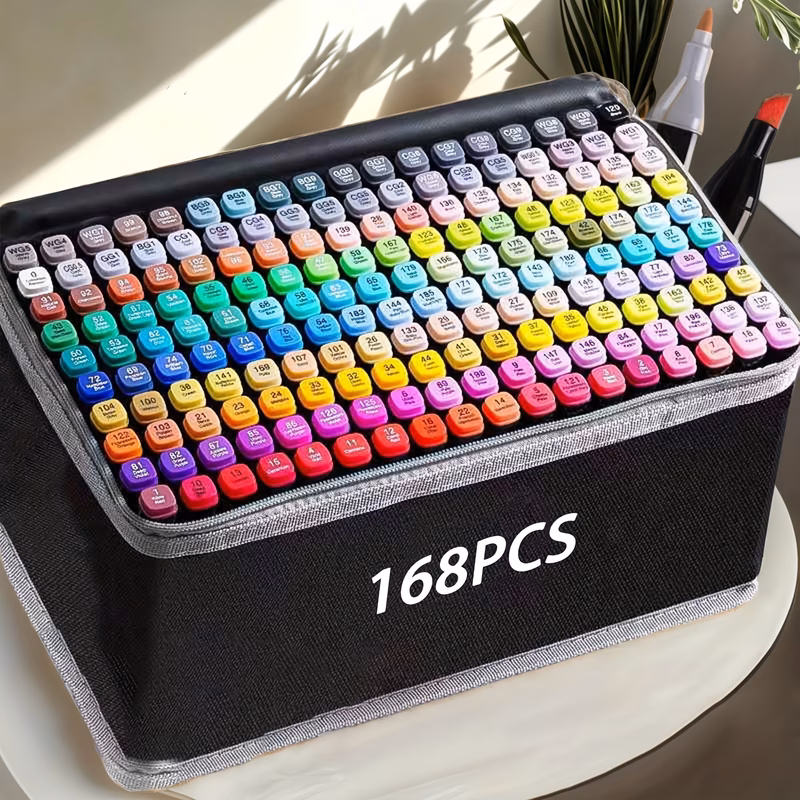 80 120 168 colors alcohol markers set dual tip art markers with stand 168 alcohol markers set with shoulder strap permanent blending marker pens for drawing painting sketching illustration gifts suita