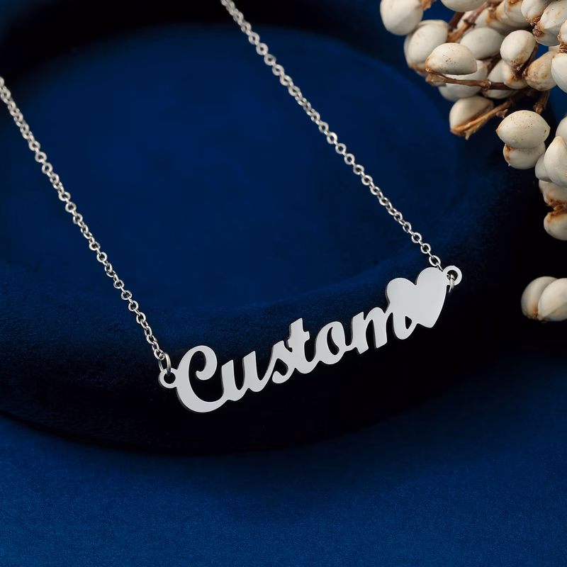 1pc personalized 304 stainless steel name necklace custom letter nameplate pendant choker with heart accent minimalist modern jewelry gift for women girls letter necklace