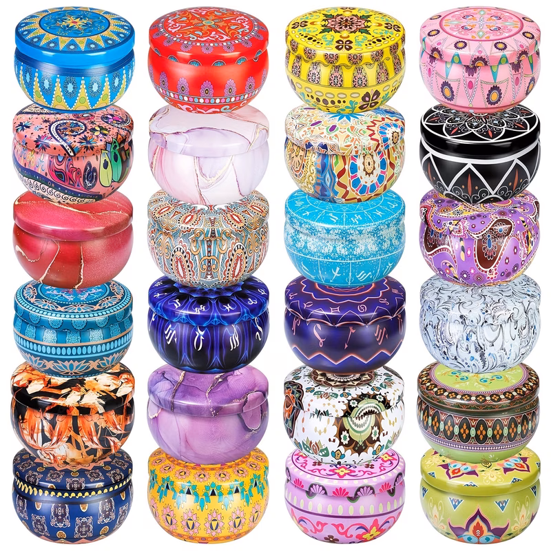 10 floral printed candle tins round containers with secure lids for creative candle making arts crafts and versatile storage a perfect aesthetic addition and gifting needs