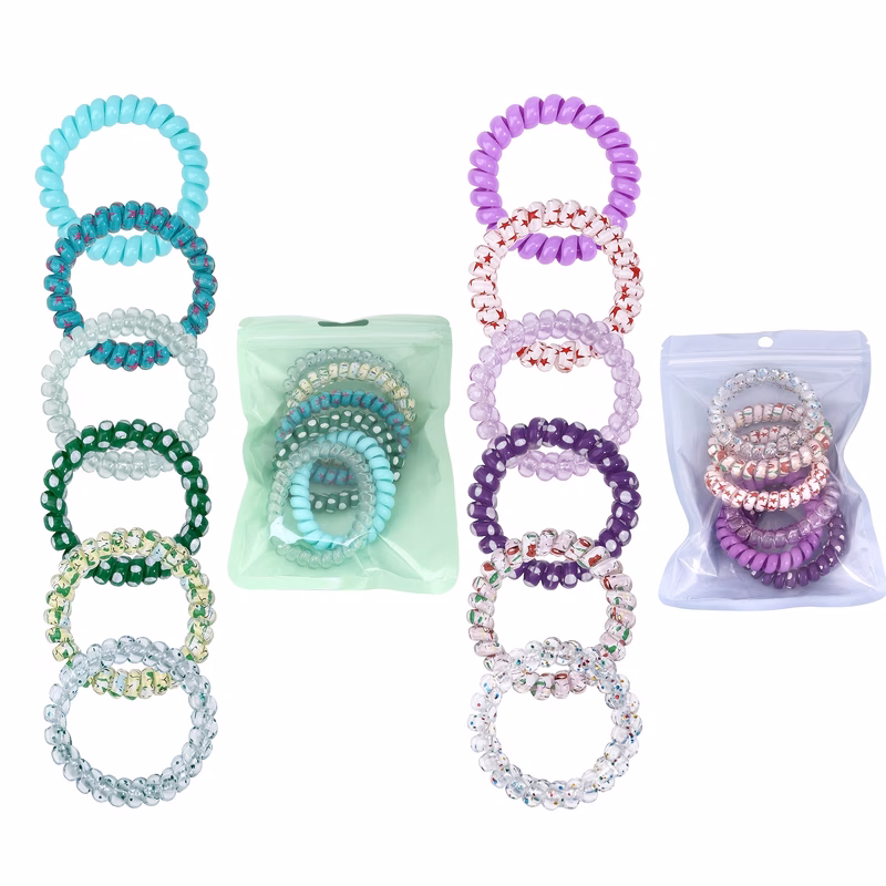 6pcs gradient color spiral hair ties elastic ponytail holders telephone wire hair bands women summer accessories holiday stocking fillers gifts for ladies
