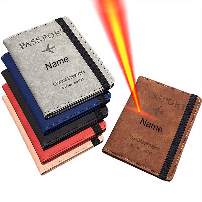 customizable product personalized airplane passport holder with name for him or her unisex id and business card protector