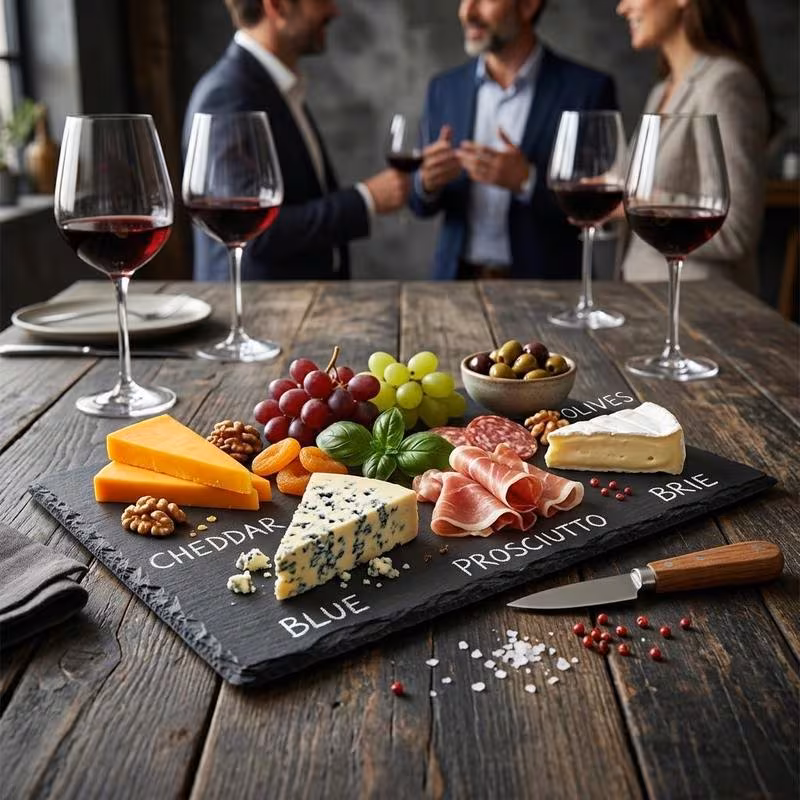 slate serving platter 35 x 25 cm resistant with soft padded feet stylish personal tabletop cheese board starter plate