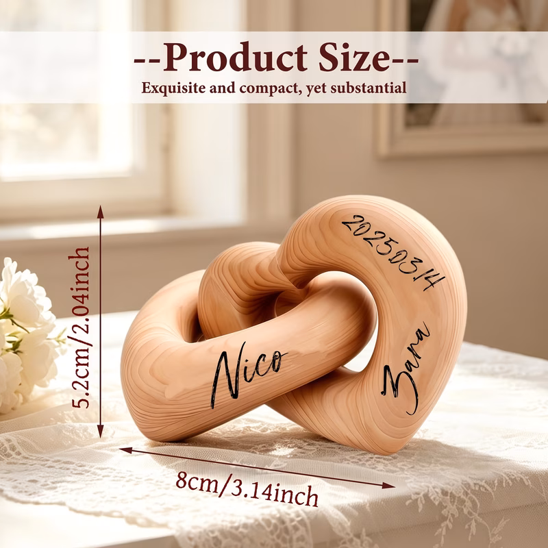 personalized interlocking wooden hearts keepsake custom engraved names date suitable for engagement wedding valentine gift couple tabletop ornament with name date plate romantic gift for boyfriend gir