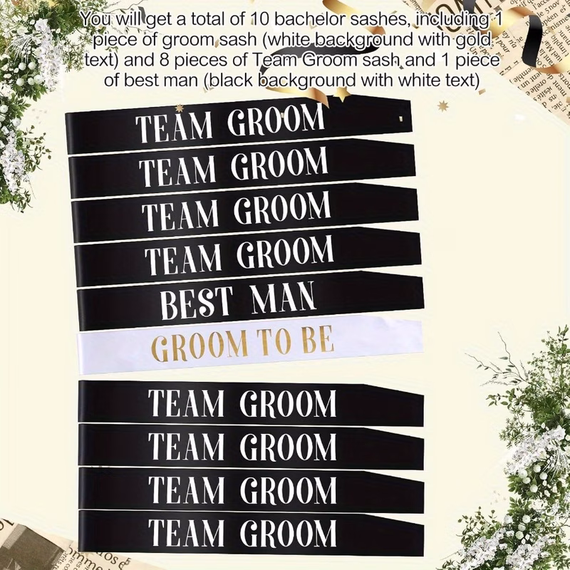 multi item party favor packs bachelorette sashes set for groomsmen groom wedding party sash bundle black sashes for bachelor bridal wedding parties decorations gifts shower suppliesnovelty bacheloratt