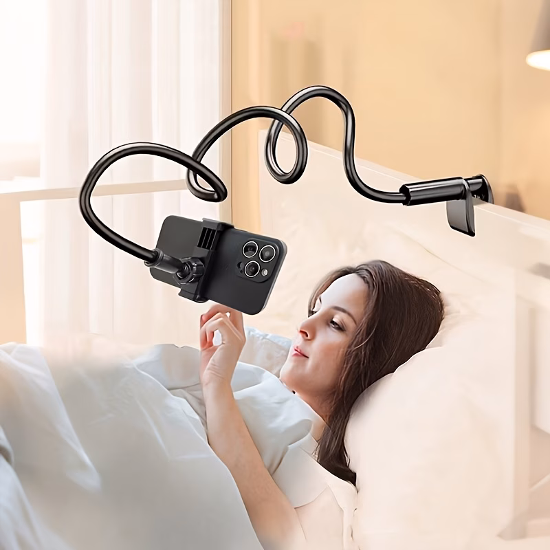 1pc flexible clip on phone grip holder long arm lazy phone stand 360 rotating bedside phone holder hands free stable