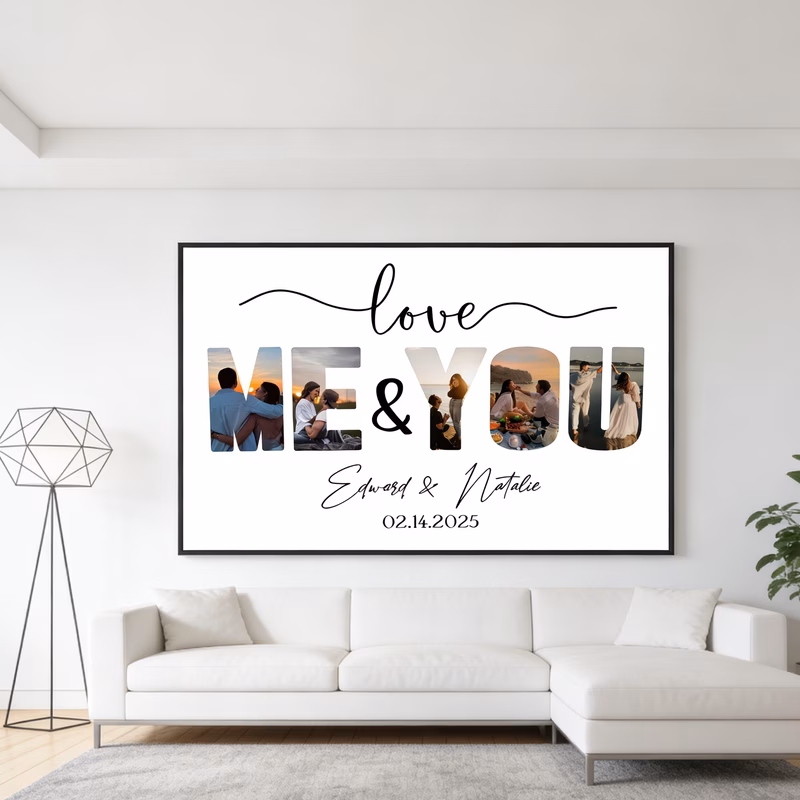 2d flat custom couple photo collage valentines gift for him her photo print personalized valentines day gift custom photo print