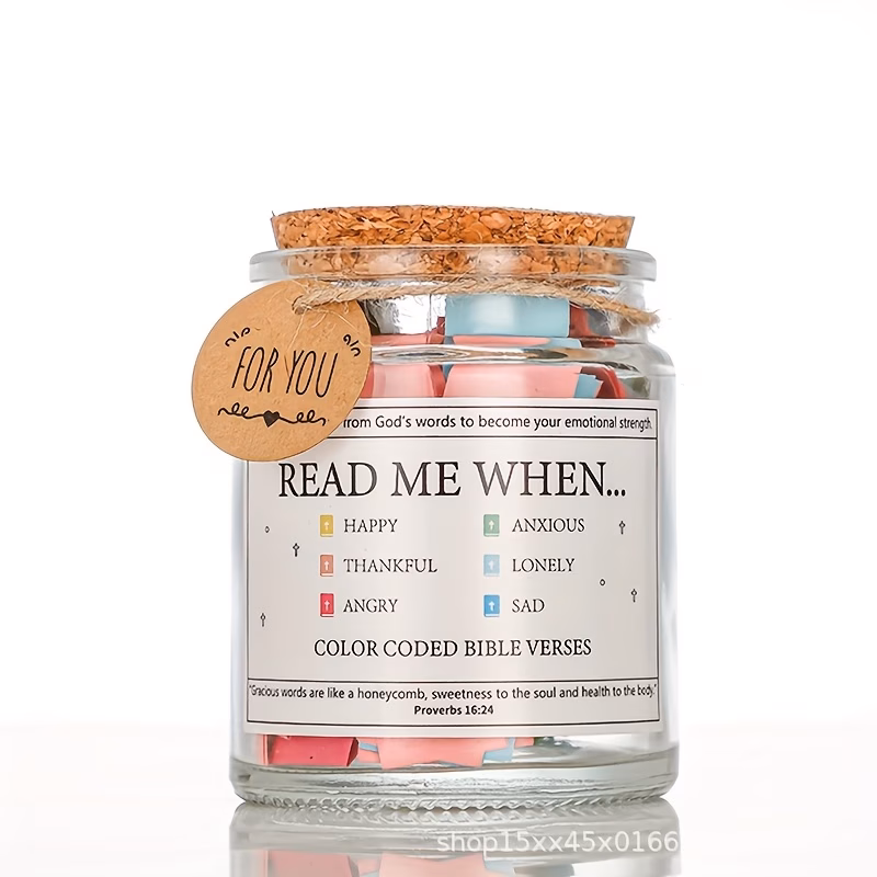 bible verse jar with lid daily scripture readings round christian gift suitable for women moms birthdays christmas tabletop decor for shelf display encouragement gift for bible study prayer routine