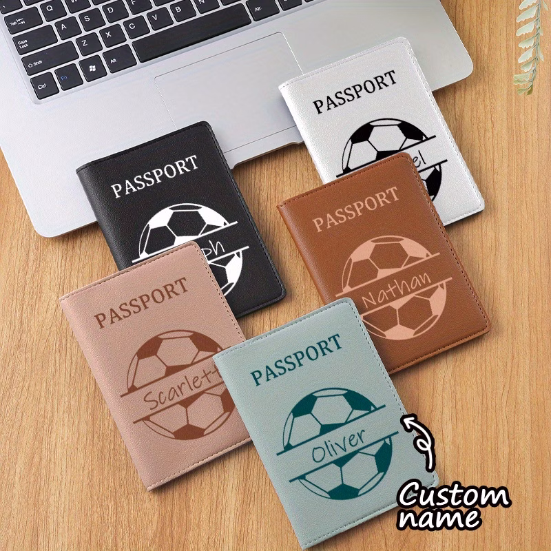 1 name soccer letter passport cover travel passport holder with card slot and id holder ideal for travel holidays birthdays anniversaries fathers day lightweight and anti theft synthetic faux leather