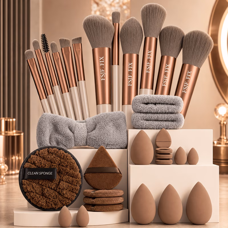 32pcs makeup brush set by fsjf fix 12 makeup brushes and 20 makeup with soft bristles for eyeshadow foundation blush a soft and multi functional makeup tool set designed for women bristles are