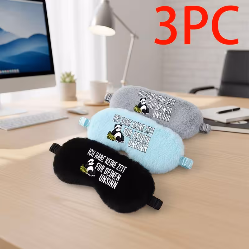 3pcs panda pattern print illustration 3pcs sleep aid eye mask set gift for sleep multiple colors