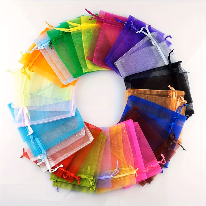 set of 50 organza bags for gifts ideal for jewelry candy wedding favors and party supplies for halloween and christmas featuring drawstring closure for small items