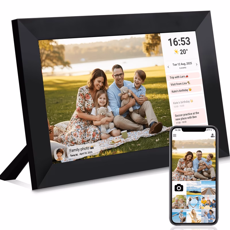 10 inch cloud digital photo frame ips wifi digital photo frame automatic rotation can portraits and scenery built in 32gb memory anywhere through the app wonderful moments